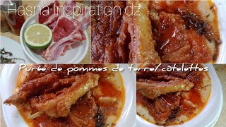 أضلع الخروف بالبطاطا.                    purée pommes de terre/côtelettes