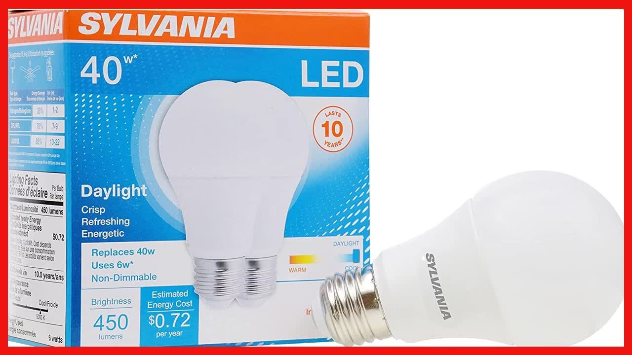 SYLVANIA LED Light Bulb, 40W Equivalent A19, Efficient 6W, Medium Base, Frosted Finish