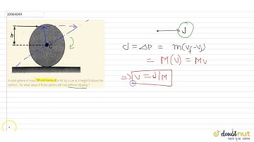 A solid sphere of mass `M` and radius `R` is hit by a cue at a height `h` above the centre C. fo...