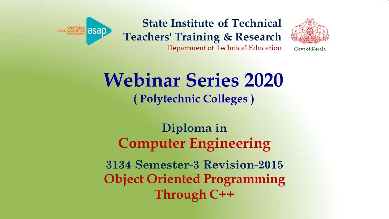 Diploma Computer Engg | Day 3 Online Classroom | Semester 3 Object ...