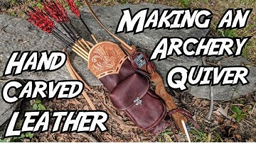 Making a leather archery back quiver tooled with a traditional western floral carving