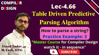 L4.66 | Table Driven Predictive Parsing Algorithm | LL(1) Parsing Algorithm | How to parse a String
