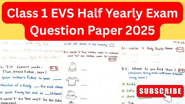 Class 1 EVS First Term Exam Question Paper 2025
