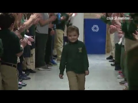 School celebrates boy's final chemo treatment