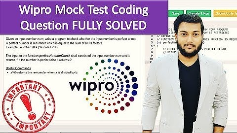 #4. Wipro Mock Test | Perfect Number Coding  Question Fully Solved with Detailed Explanation in C