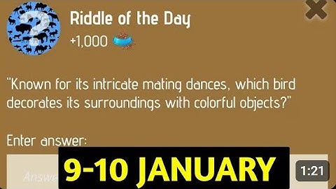 Riddle Of The Day Zoo 8-9 January | Zoo Riddle Of The Day Code | Riddle Of The Day Zoo