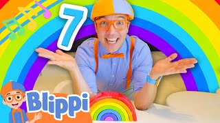 count the colors in the rainbow in blippis brand new numbers song kids educational counting songs