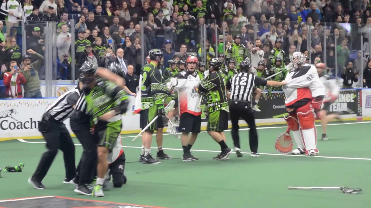Copy of Sask. Rush vs Calgary Roughnecks NLL Line Brawl with goalie fight