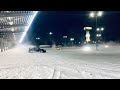 Snow drift around a pole on a SUBARU. Субару дрифт.