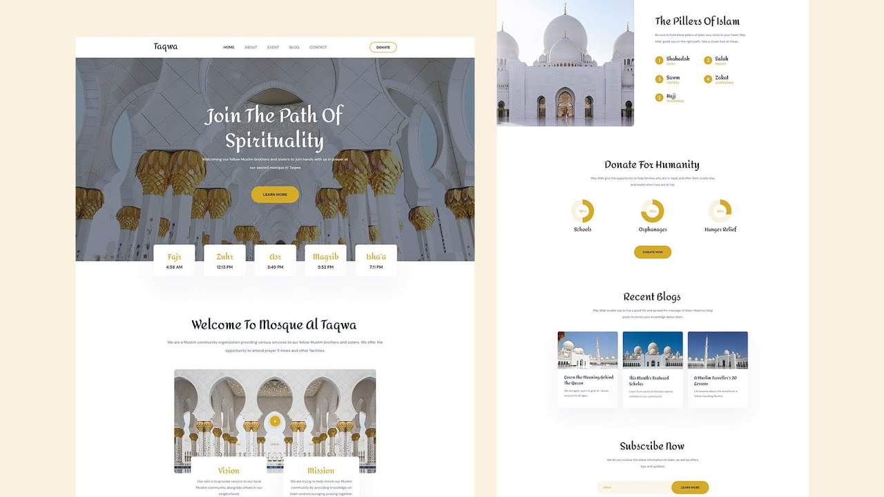 Taqwa - Mosque Website Template | Templately taqwa-mosque-website-template-templately