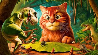 Cat vs Dinosaur Tyrant! #aicat #kitten #bigcat #catlover #giantcat #cute #meowpows