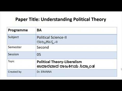 Liberaism Political Theory | ಉದಾರವಾದ ರಾಜಕೀಯ ಸಿದ್ಧಾಂತ | Session 5 | Political Science-II