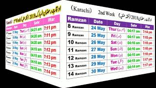Ramadan Calendar - 2018 Schedule Sehr O Iftar Timing Karachi Pakistan Fiqh Hanafi
