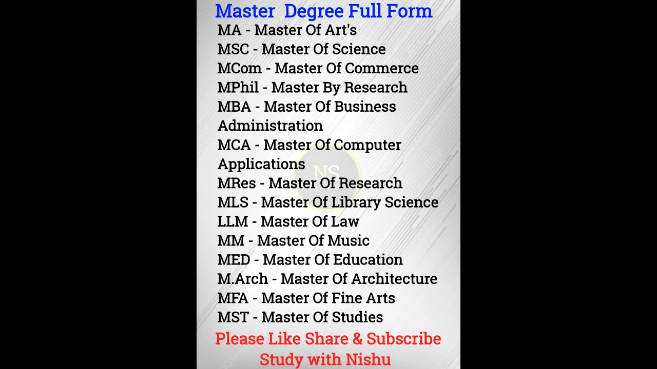 Master Degree Full Form viral trending study Master Degree Full Form viral trending study