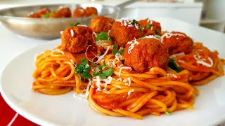Spaghetti and meatballs {homemade}    طريقة إعداد كرات/ كعابر اللحم المفروم مع سباغيتي روعة