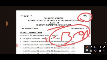 class 11 computer science annual exam paper solution morning shift 2024 / 1/03/2024