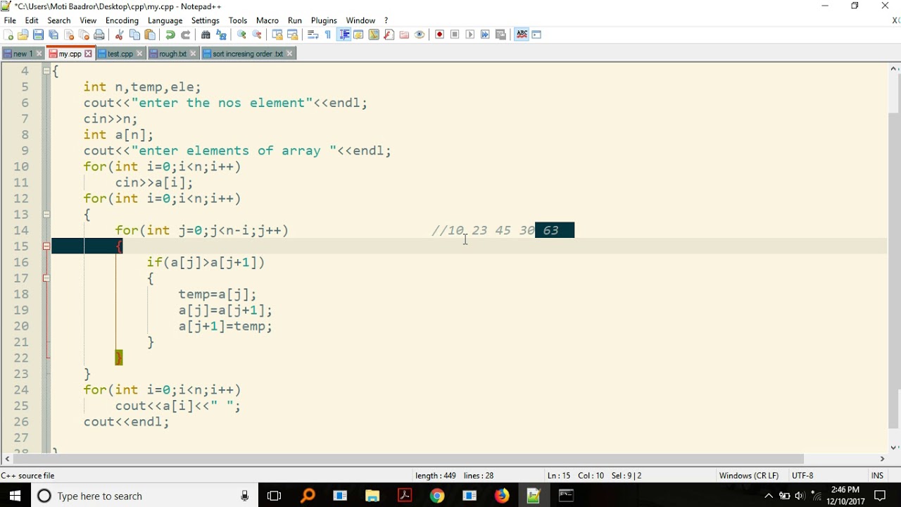To arrange list of number in ascending order program - YouTube