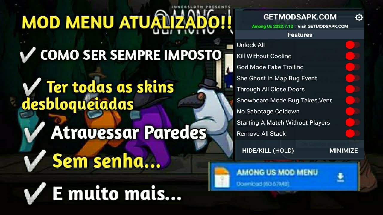 NOVO MOD MENU AMONG US (SEMPRE IMPOSTOR + CHAT LIVRE) ANT-BAN