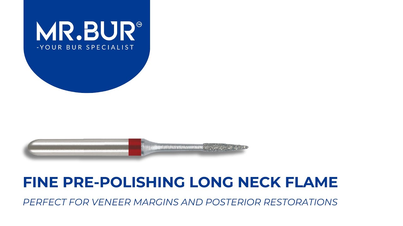 ISO F890 Long Neck Flame Fine Pre-Polishing Diamond Bur FG | MR.BUR