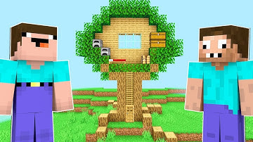 NOOB vs PRO: SECRET TREE HOUSE BUILD CHALLENGE Minecraft ! Noob and Pro Minecraft