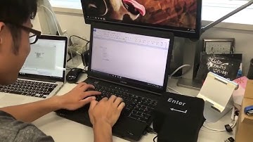 Man hitting giant Enter key while typing (hilarious)