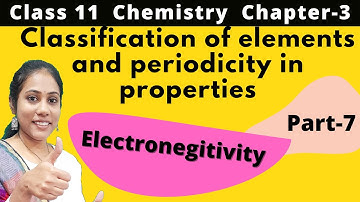 Classification of elements and periodicity Class 11 Chemistry | Electronegativity| Part 7