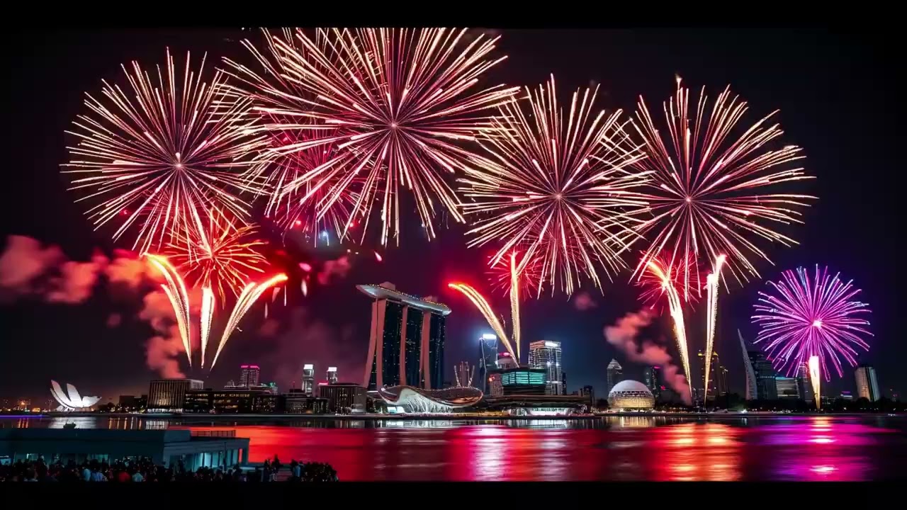 Enchanting New Year Fireworks   Ambient Piano Music 4K   Sleep & Relaxation RT