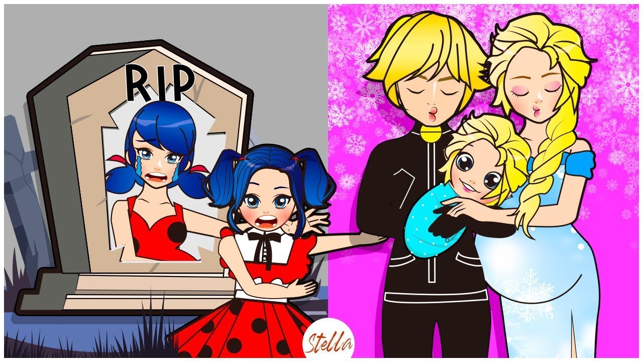 Paper dolls dress up - Poor Ladybug vs Rich Elsa Baby marinette  Miraculous Barbie story