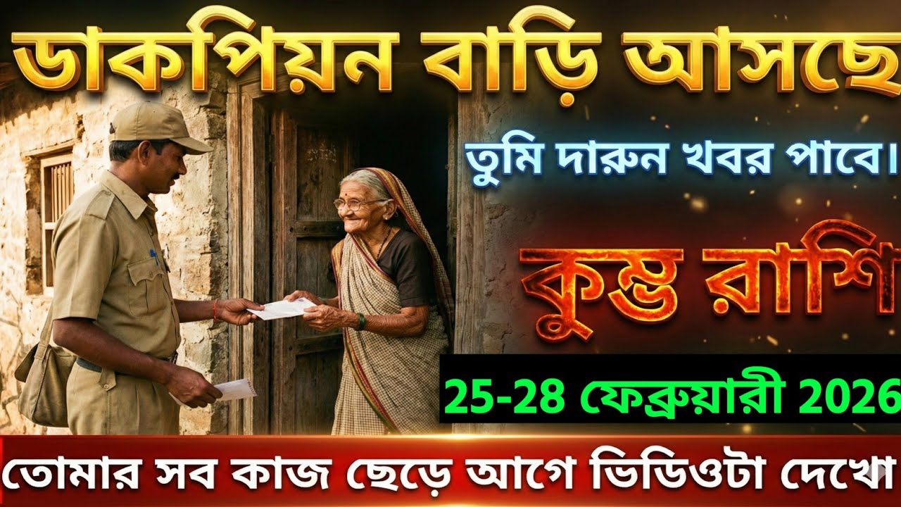 কুম্ভ রাশি,২৫-২৮ ফেব্রুয়ারী ২০২৬ ডাকপিয়ন বাড়ি আসছে তোমার সব কাজ ছেড়ে আগে ভিডিওটা দেখো।