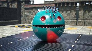 Epic Robot Showdown: Pacman and Chain Chomp vs Giant Cat and Spiky!