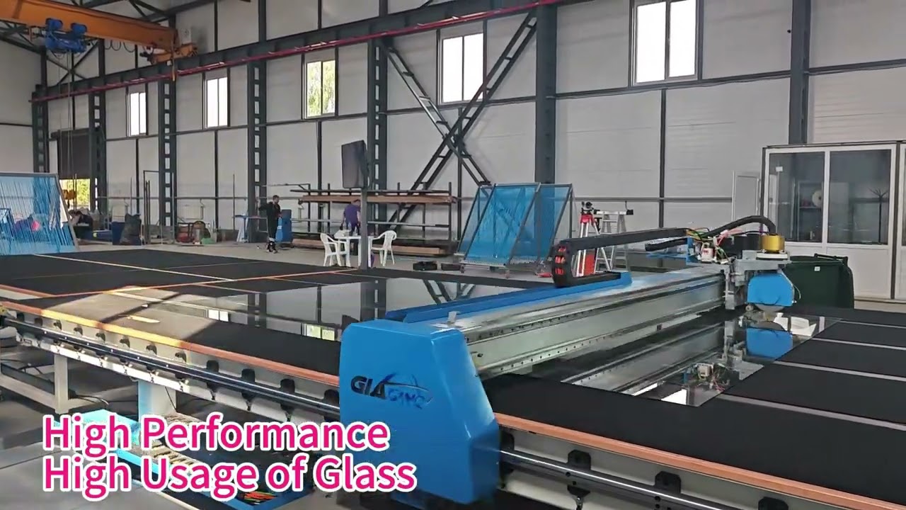CNC Glass Cutting Machine With Auto Glass Loading Machine and Glass Breaking Table.
