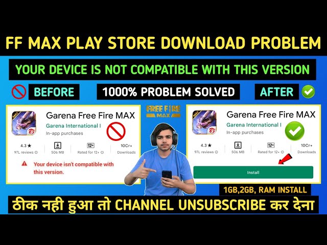 😥 Your Device Isn't Compatible With This Version Android Fix Free Fire Max | FF Max Download 500MB class=