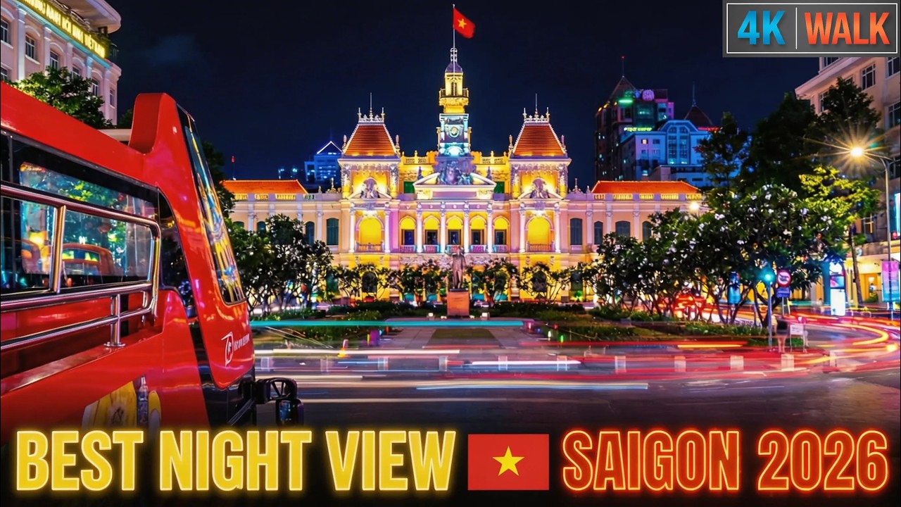 [4K] Saigon by Night ✨ Breathtaking City Tour Bus Ride in Ho Chi Minh City | 60fps ASMR