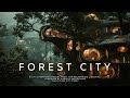 Forest city future city cyberpunk ambience  background sci fi ambient music for meditation
