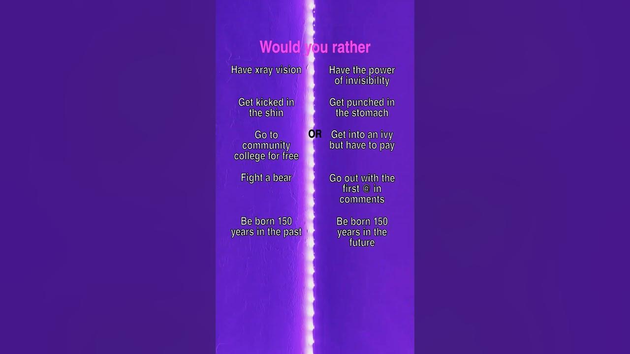 WOOD YOU RATHER YouTube