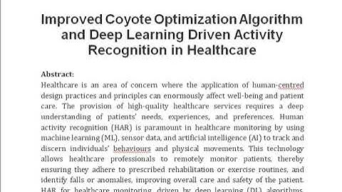 Improved Coyote Optimization Algorithm and Deep Learning Driven Activity Recognition in Healthcare