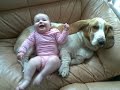 Basset Hound Dog kisses and Baby giggles - Dog Loves Baby Compilation