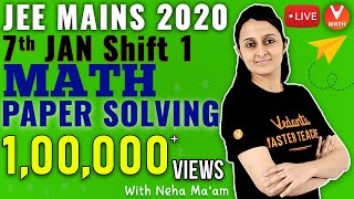 JEE Main 2020 Question Paper Solving With Tricks | 7th January Shift-1 | JEE Maths | Vedantu Math