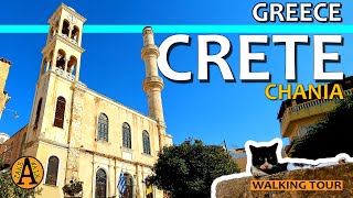 Greece, Crete, Chania - Old Town Backstreets and Lazy Cats - Authentic City Sounds - Walking Tour