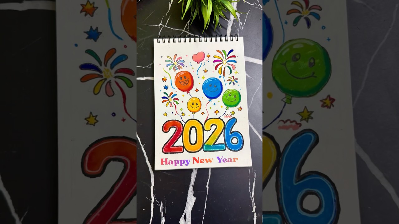 Happy New Year 2026 Drawing 🎉 | Easy & Colorful New Year Art #shorts #diy #newyear #2026