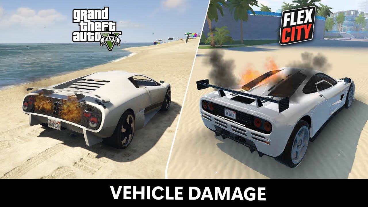FLEX CITY V/S GTA V| VEHICLE DAMAGE COMPARISON