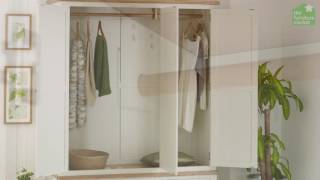 Cotswold Cream Painted 3 Door 3 Drawer Triple Wardrobe with Oak Top
