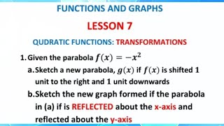 How to reflect the graph of a quadratic function over the x-axis & over the y-axis: Transformations