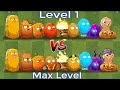 PvZ 2 All Defense Plants Level 1 vs Max Level