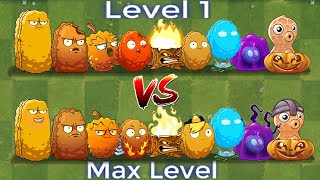 PvZ 2 All Defense Plants Level 1 vs Max Level