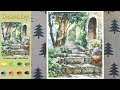 Stairs alley - Landscape Watercolor (sketch & color mixing process) NAMIL ART