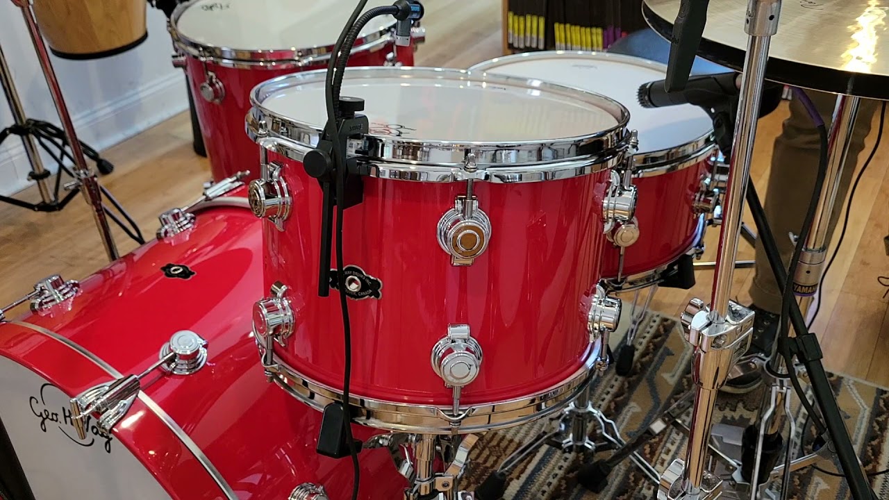(SOLD) Drum Kits - George H. Way Drum Co. 14x22 9x13 16x16 "Aristocrat" Acacia (Porsche Guards Red)