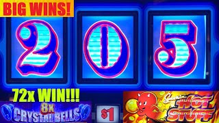 NEW BLUE CASH MACHINE! Awesome 72x Win on 8x Crystal Bells! Pop a Shot slot play!