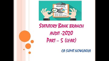 Statutory Bank Branch Audit 2020 Series Part 5 LFAR