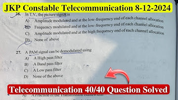 JKP Constable Telecommunication Paper Solved:8/12/2024 | Jk Police Telecommunication solved Paper